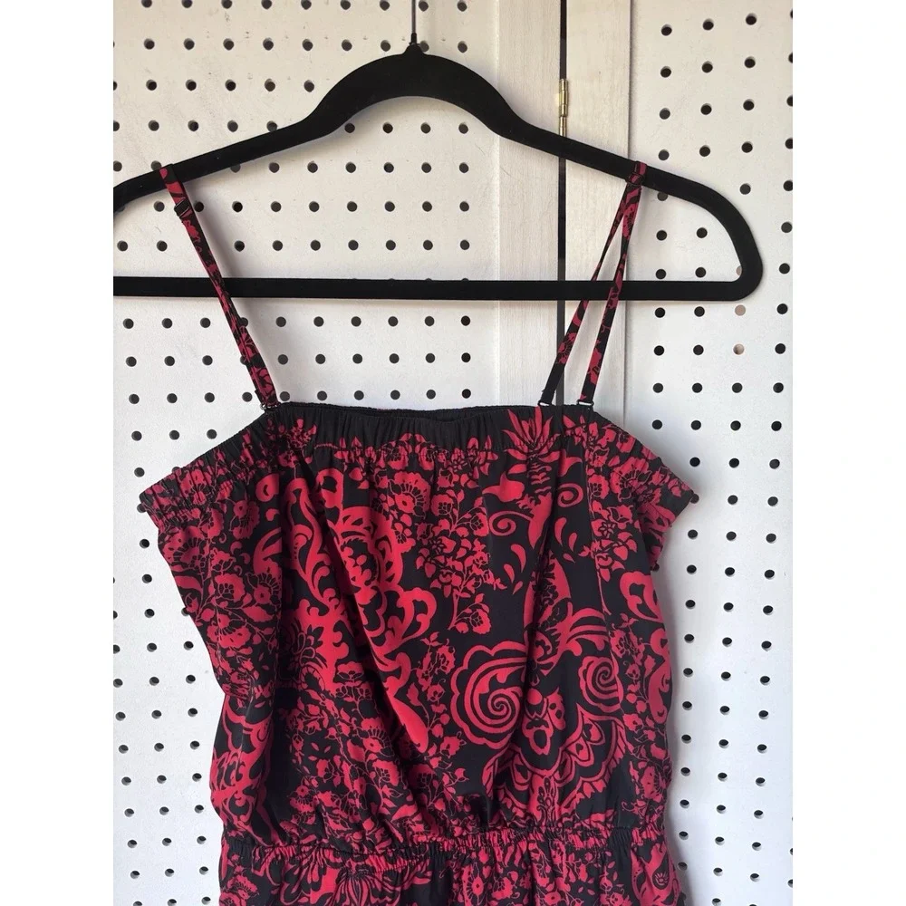 Express Mini Dress Spaghetti Strap Wrap‎ Red Black Geo Print Women's M